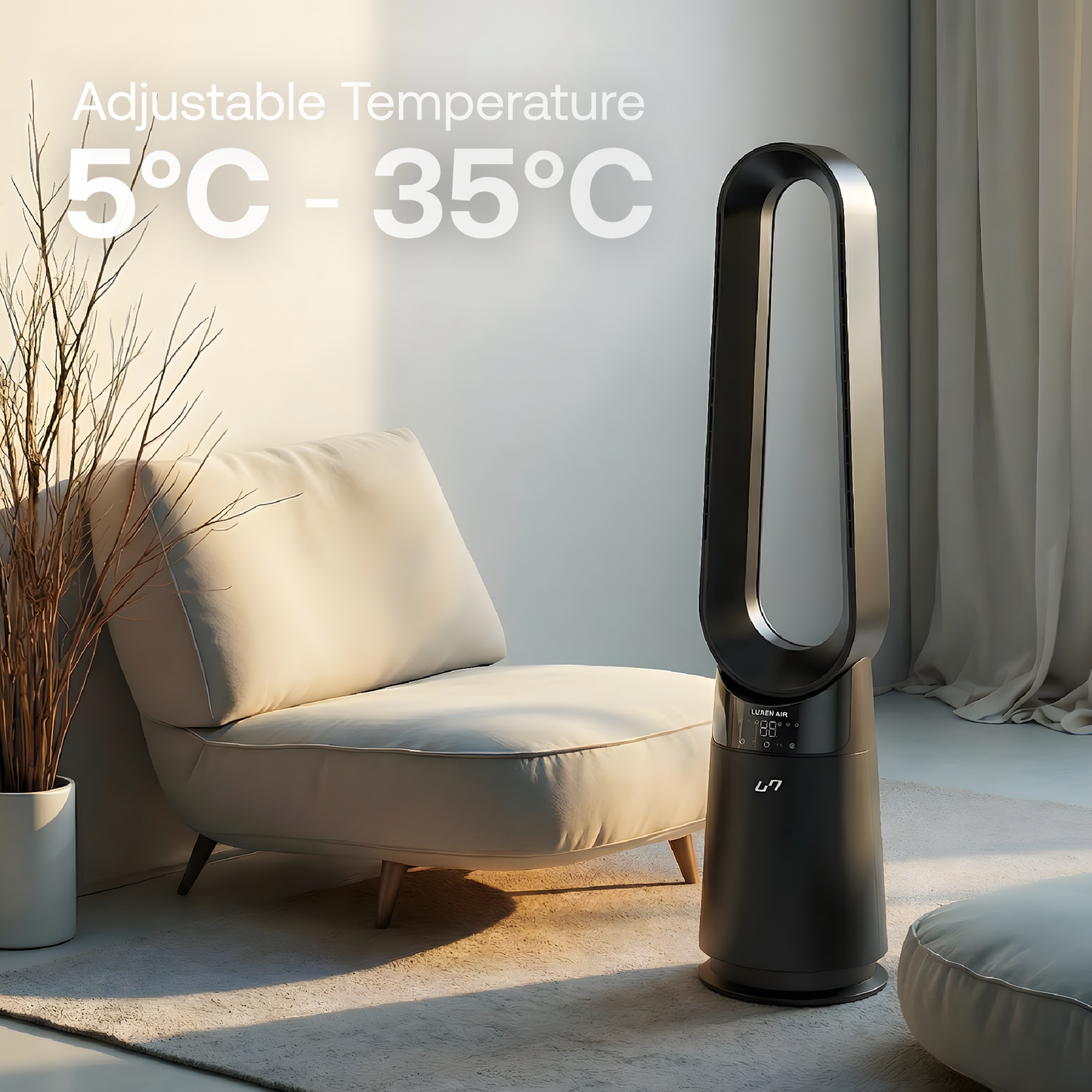 3 in 1 Bladeless Fan Heater Air Purifier (Black)