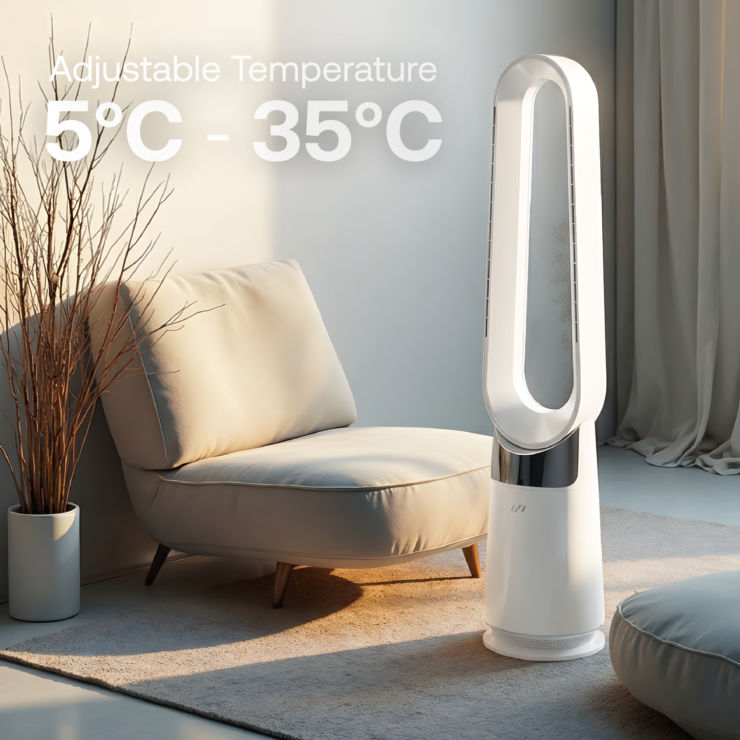 3 in 1 Bladeless Fan Heater Air Purifier (White)