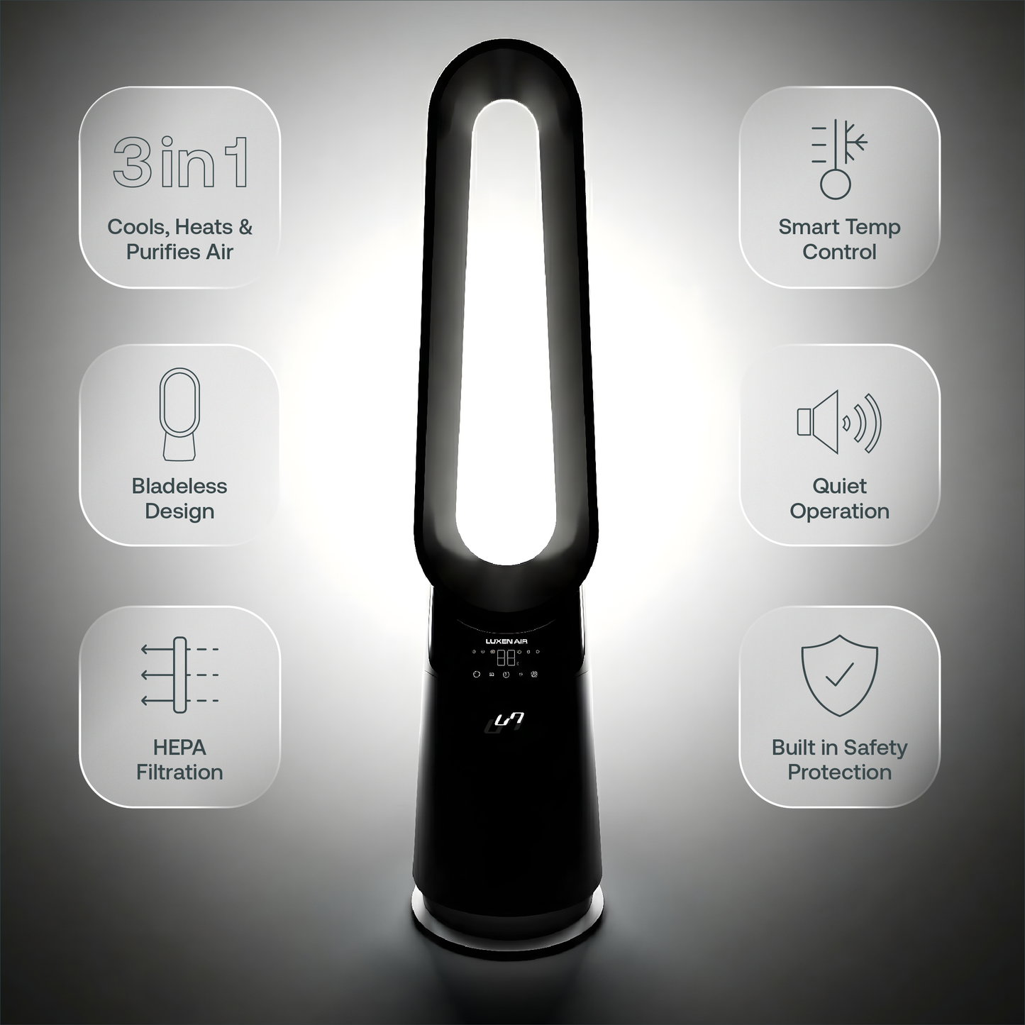 3 in 1 Bladeless Fan Heater Air Purifier (Black)