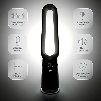 3 in 1 Bladeless Fan Heater Air Purifier (Black)