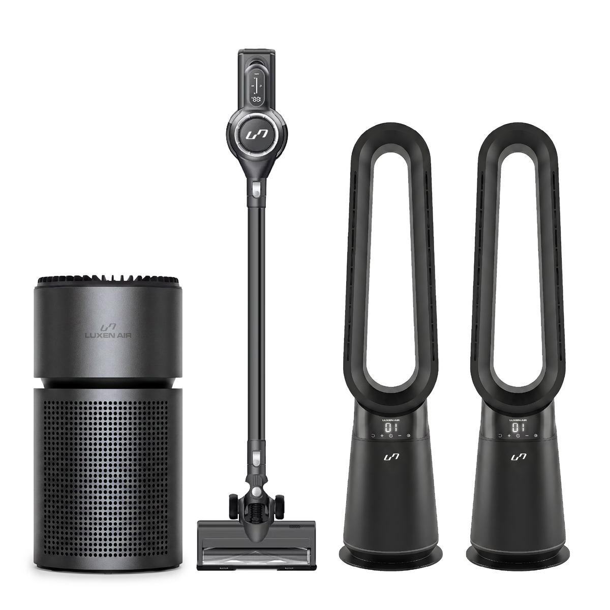 The Full House: 2 x 3-in-1 Fans + Air Purifier + Cordless Vacuum