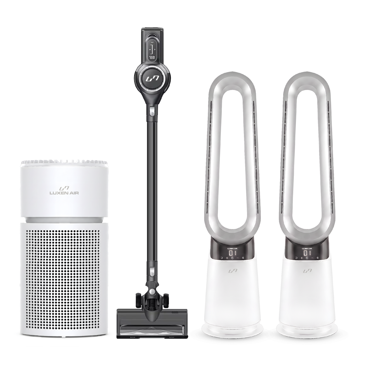 The Full House: 2 x 3-in-1 Fans + Air Purifier + Cordless Vacuum