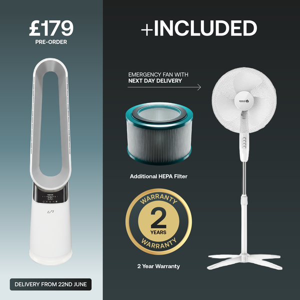 3 in 1 Bladeless Fan Heater Air Purifier (White) (+Emergency Fan)