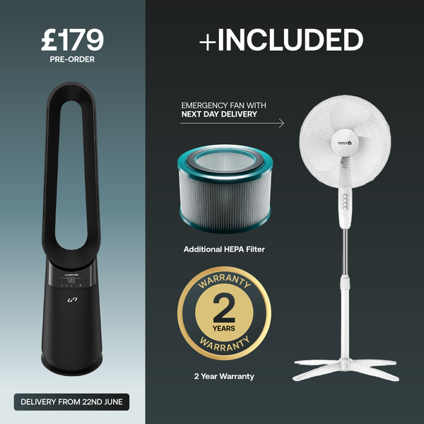 3 in 1 Bladeless Fan Heater Air Purifier (Black) (+Emergency Fan)
