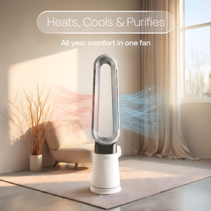3 in 1 Bladeless Fan Heater Air Purifier (White / Silver)
