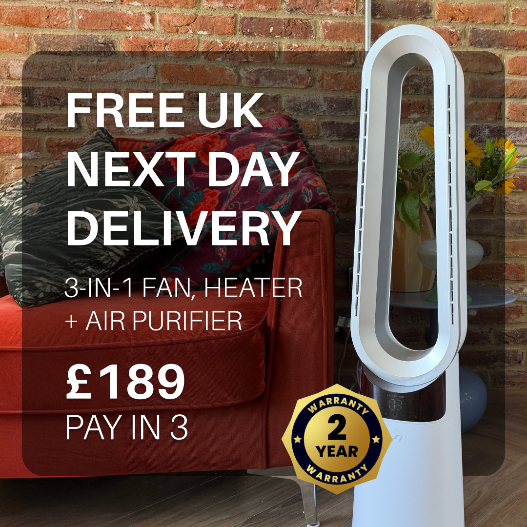 3 in 1 Bladeless Fan Heater Air Purifier (White / Silver)
