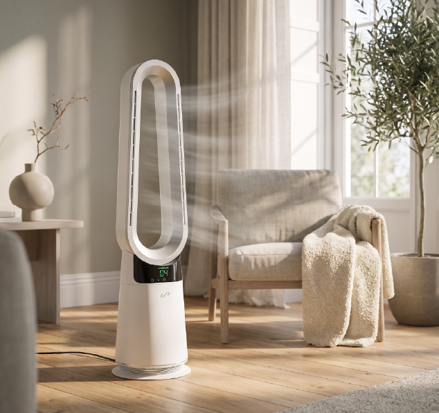 Luxen Air system purifying a calm living room