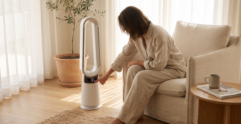 Luxen air system cooling a calm living room
