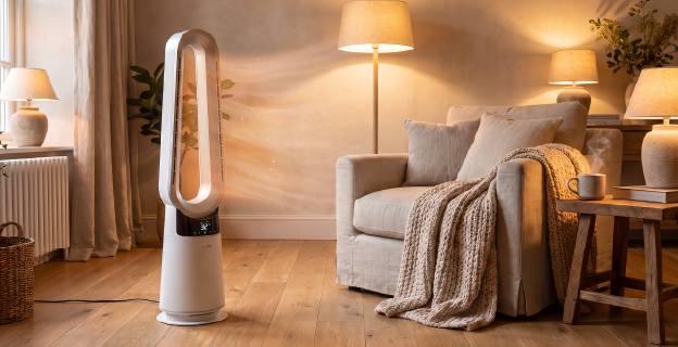 Luxen heater in a calm bedroom